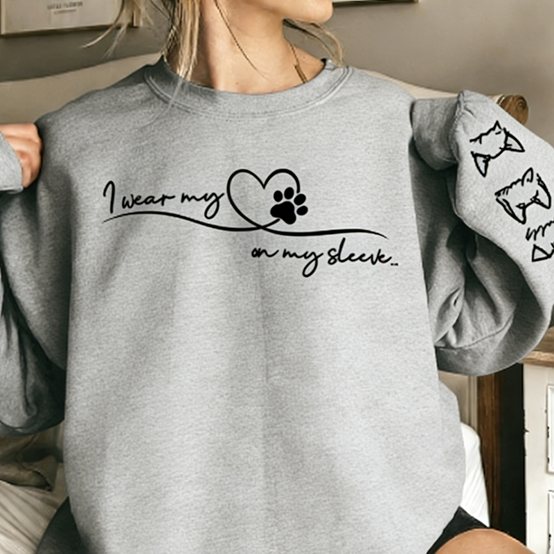 Personalized Pet Lover I Wear My Pets on My Sleeve Classic Sweatshirts