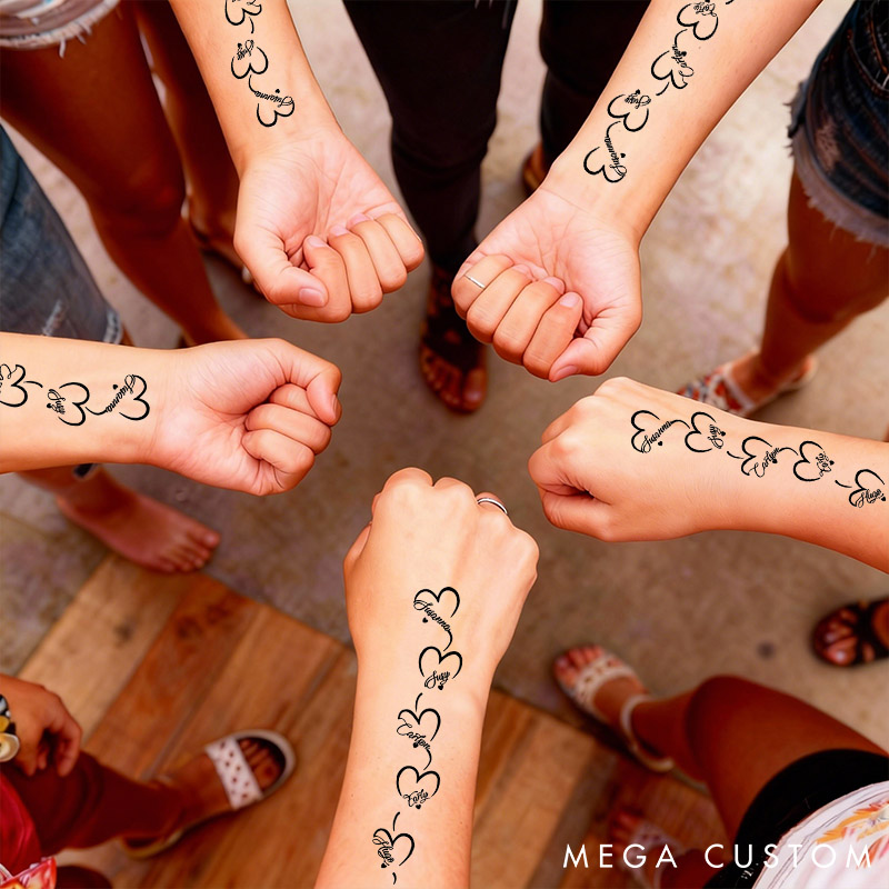 Personalized Girlfriend Boyfriend Name Temporary Tattoo Custom Bestie Heart Temporary Tattoo Couple Anniversary Gift for Him Her Valentines Day Gift