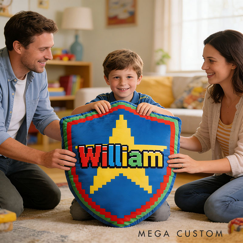 Personalized Game Shield Shaped Pillow for Game Lovers Plush Pillow Christmas Birthday Party Gift for Kids