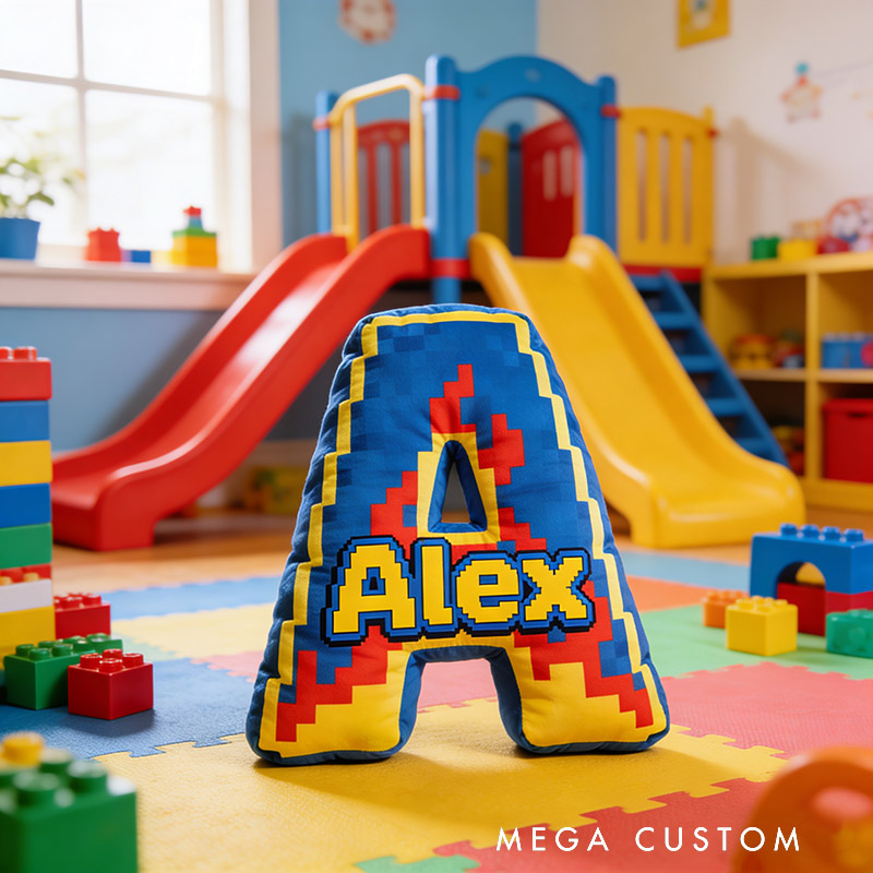 Personalized Game Flame Letter Pillow for Game Lovers Plush Pillow Christmas Birthday Party Gift for Kids