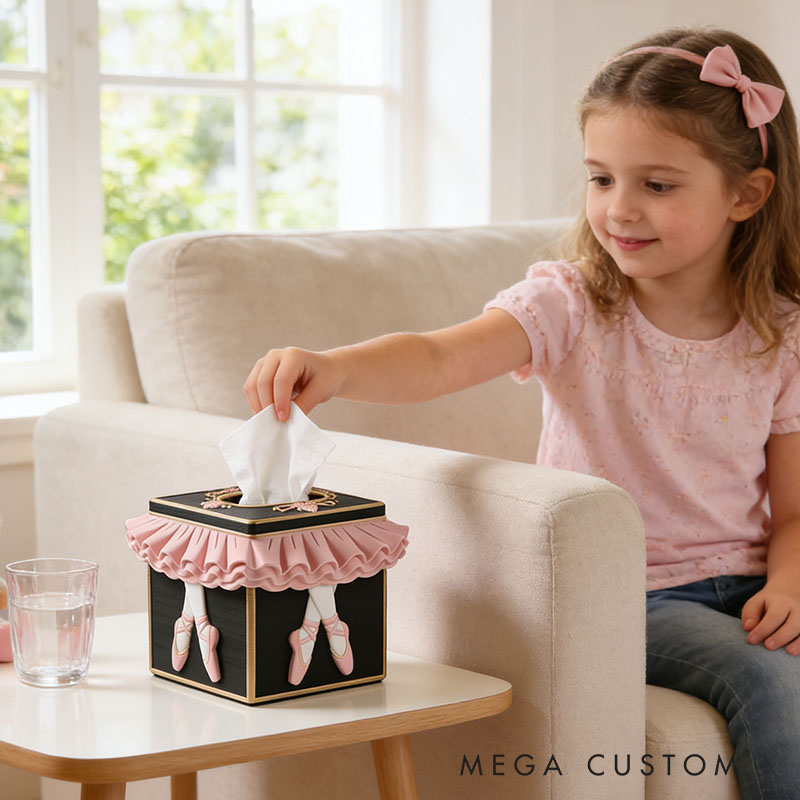 Ballet Tissue Box Cover 3D Printed Room Decor Cute Tissue Box Cover for Desk Room Kitchen or Bathroom