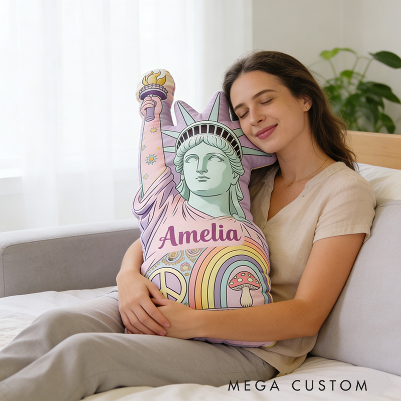 Personalized Statue of Liberty Shaped Pillow Exquisite Hippie Style Customized Name Pillow Perfect for Christmas Birthday Parties for Her for Kids