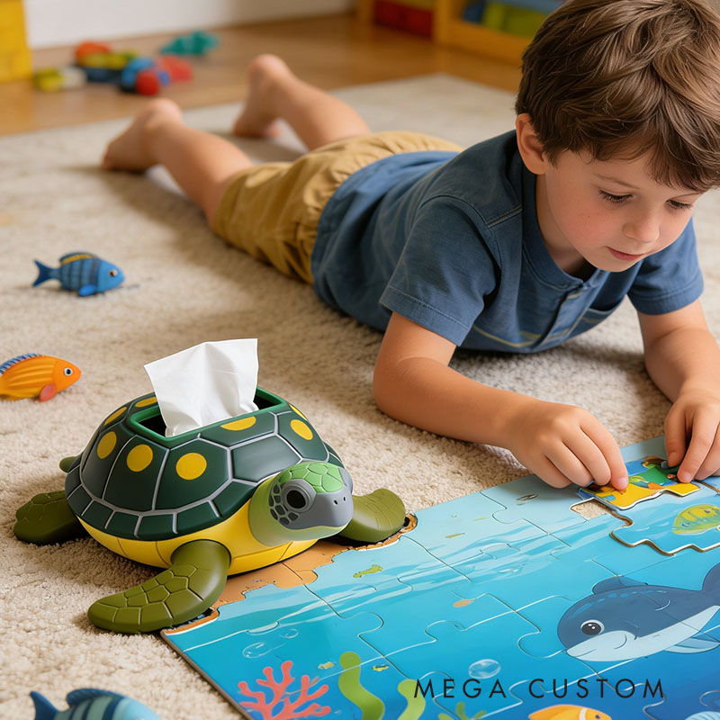 Sea ​​Turtle Tissue Box Cover 3D Printed Room Decor Cute Tissue Box Cover for Desk Room Kitchen or Bathroom
