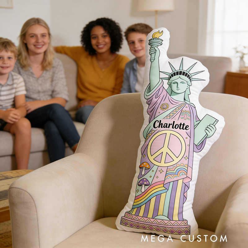 Personalized Statue of Liberty Shaped Pillow Exquisite Hippie Style Customized Name Pillow Perfect for Christmas Birthday Holiday for Her for Kids