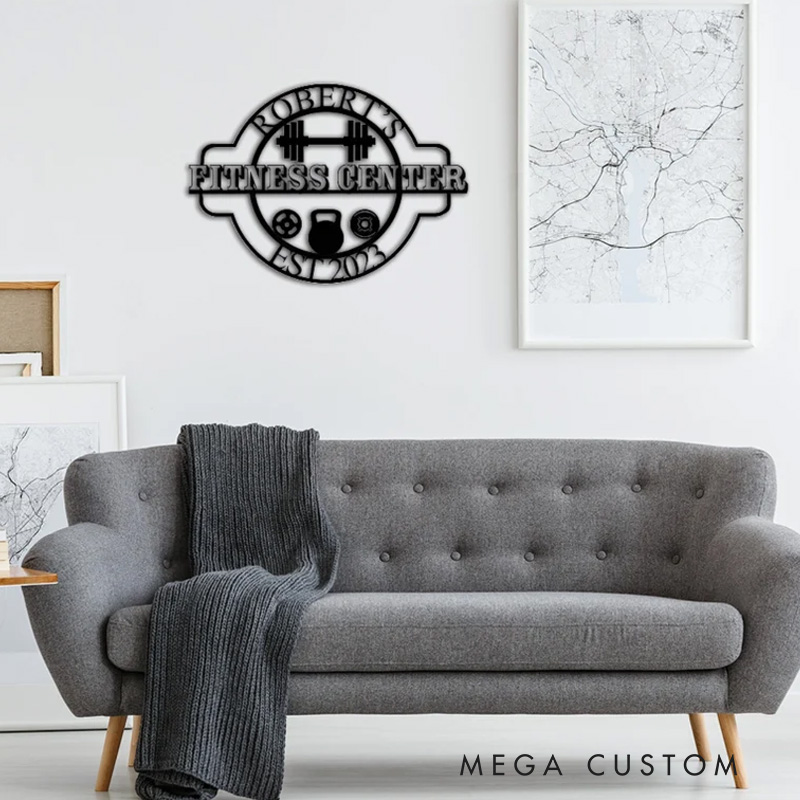 Personalized Gym Metal Sign Powerlifting Sport Metal Wall Art Gym Name Signs Cross Fit Sign Fitness Home Decor Father Day Gift for Gym Lovers