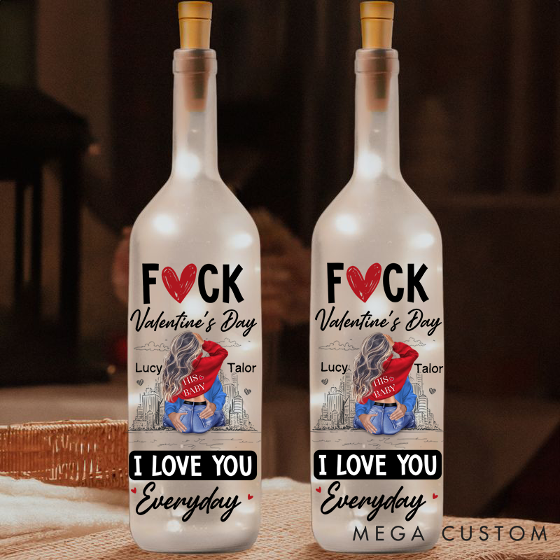 Personalized F*cking Valentine's Day Bottle Light Love You Every Day  Bottle Night Lamp Couple Valentine's Gift Light Gift for Husband Wife