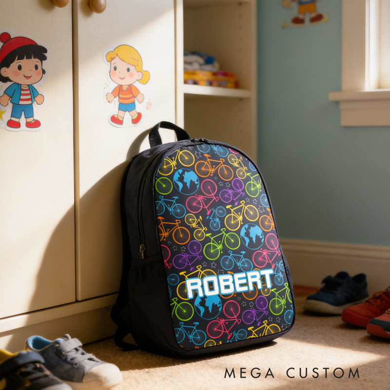 Personalized Custom Name for Kids Back to School Gift Bicycle Kids Boy And Girl Riding Bike for Riding Lovers
