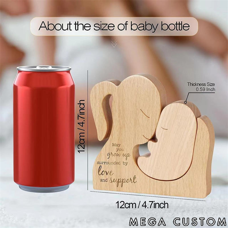 Personalized Wooden Puzzle Mother's Day Mom and Baby Theme Custom Text