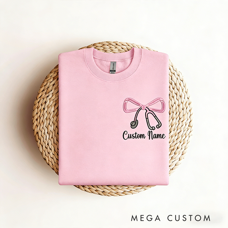 Personalized Nurse Sweatshirt Custom Name Sweatshirt Stethoscope Design Sweatshirt