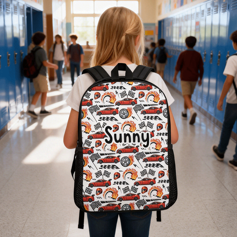Personalized Racing Car Backpack with Custom Name Unique Backpack for Kids