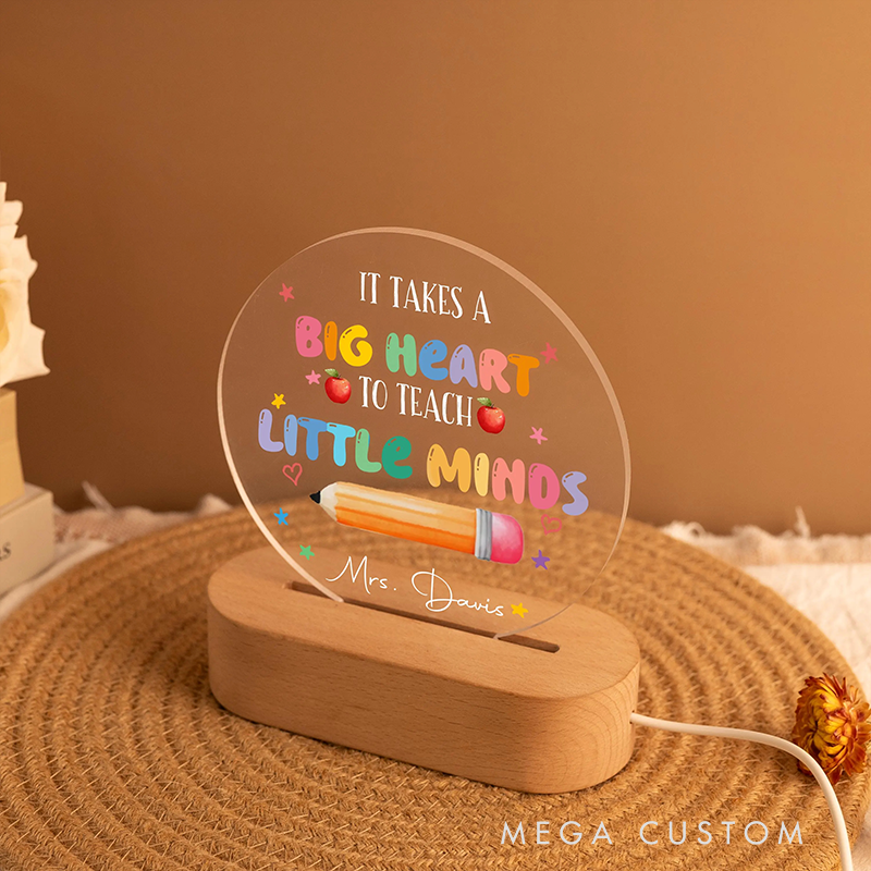 Personalized Teacher LED Desk Lamp with It takes a Big Heart to Teach Little Minds Design Unique Gift for Teachers