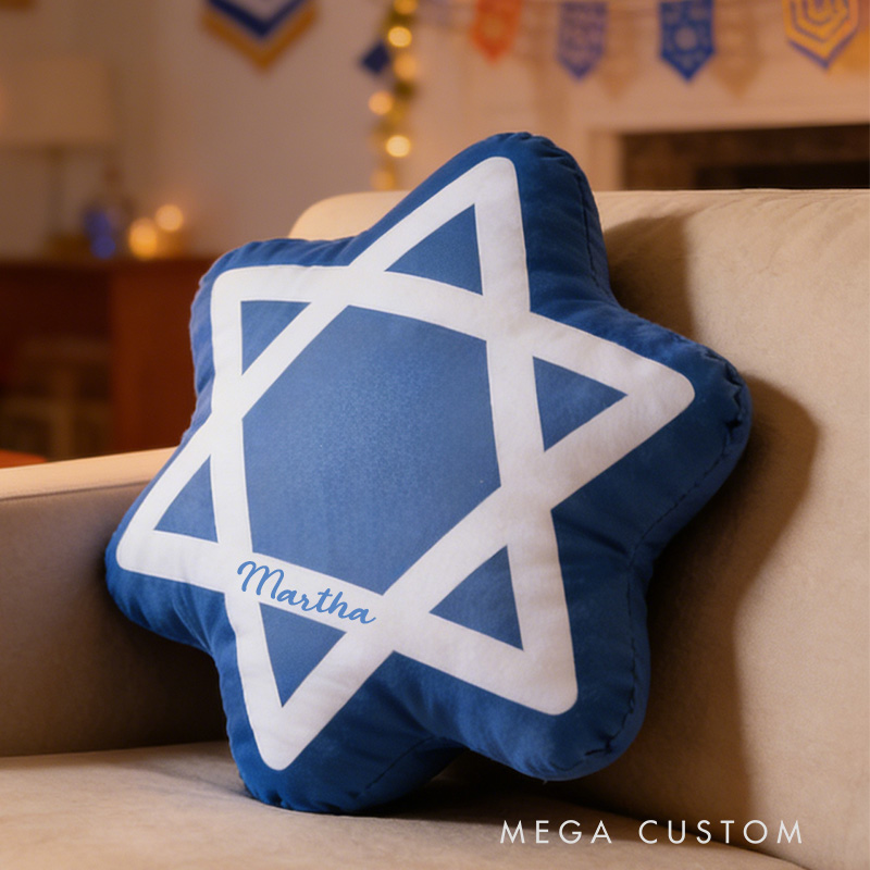 Personalized Hanukkah Pillow Star of David Pillow with Name Jewish Holiday Decoration Festive Home Decor Religious Gift Hanukkah Gift 