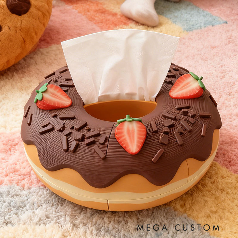 Doughnut Tissue Box Cover 3D Printed Room Decor Cute Tissue Box Cover for Desk Room Kitchen or Bathroom
