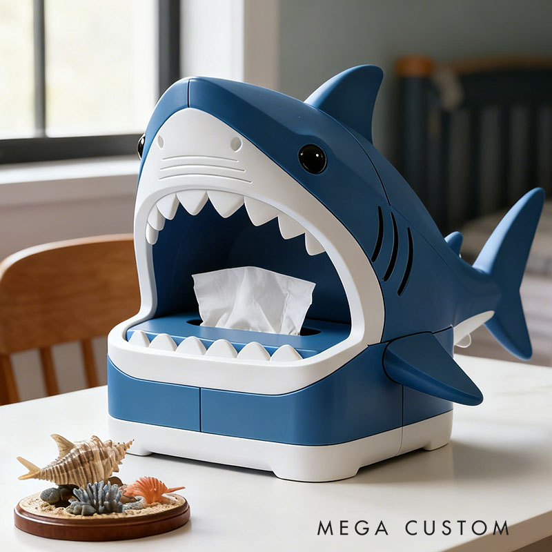 Shark Tissue Box Cover 3D Printed Room Decor Cute Tissue Box Cover for Desk Room Kitchen or Bathroom