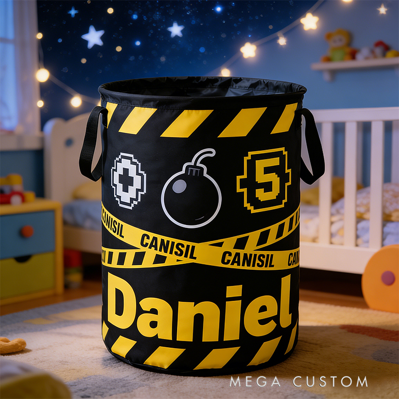 Personalized Cool Dog Game Collapsible Storage Basket for Laundry Toys Organizer Game Lover Dog Lover Gift for Kids