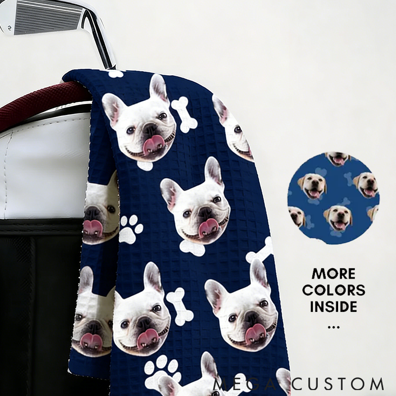 Personalized Pet Lover Funny Dog Face Photo on Golf Towel