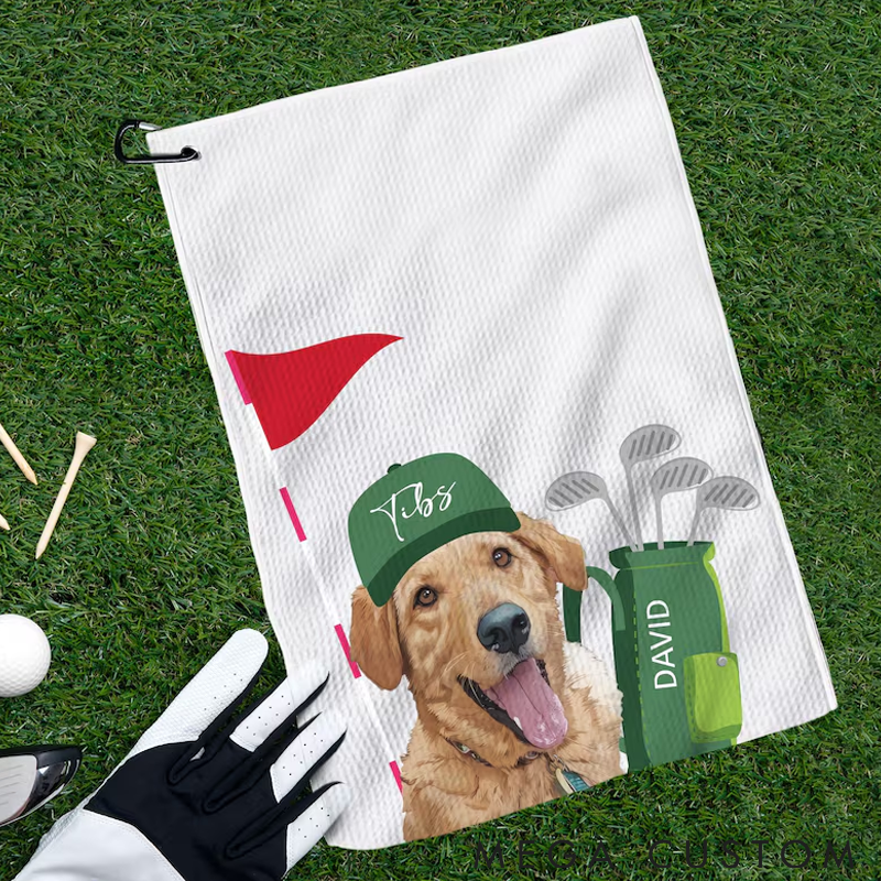 Personalized Pet Lover Custom Golf Towel with Pet Photo Golf Towel