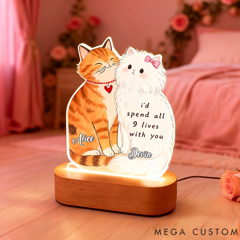 Personalized Cat Lover I'd Spend All 9 Lives with You Light