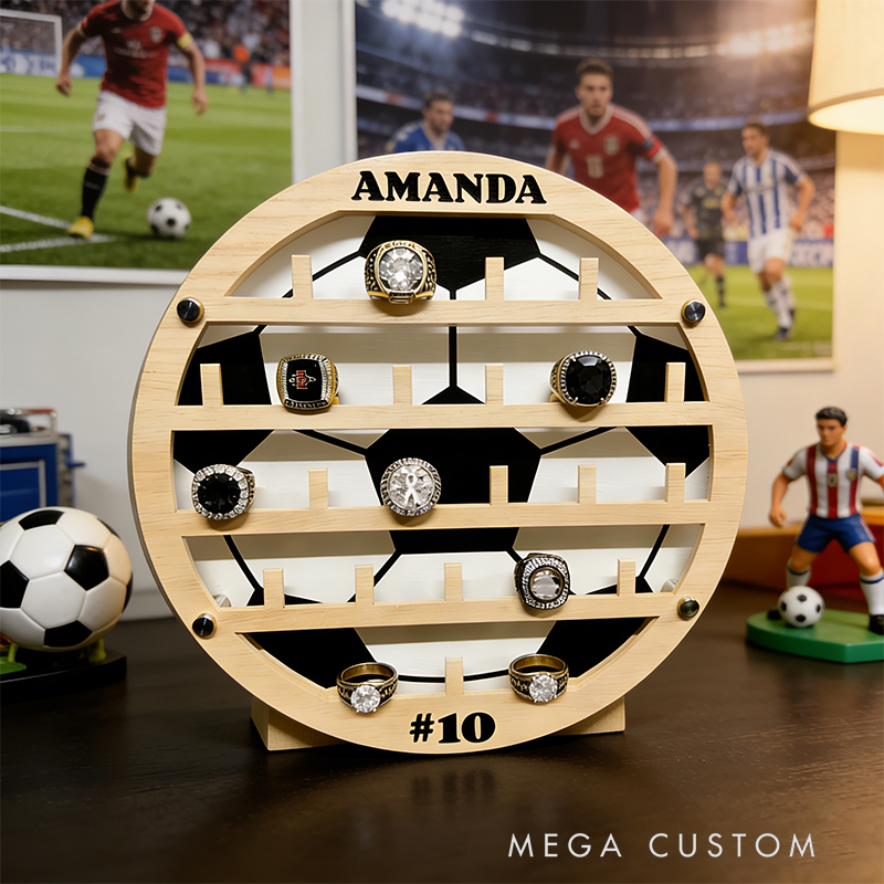 Personalized Soccer Style Ring Holder Custom Name Number Perfect Gift for Soccer Player