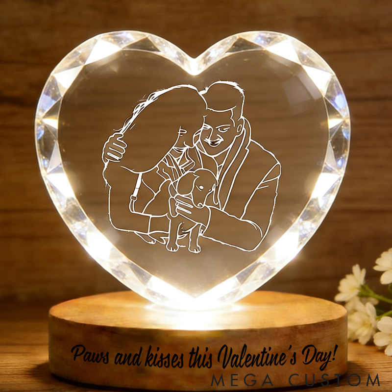 Personalized Pet Lover 3D Crystal Paws Love and Forever Crystal Night Light