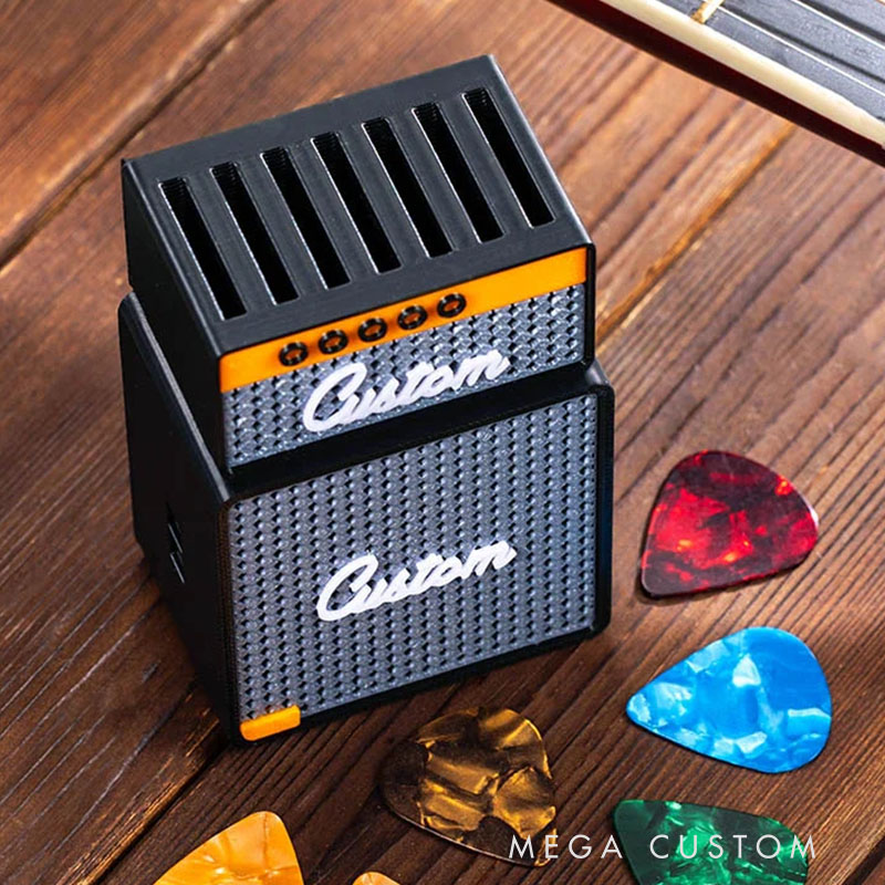 Personalized 3D Printed Vintage Amp Shaped Guitar Pick Holder Custom Name Perfect Birthday Gift for Musicians Guitarists
