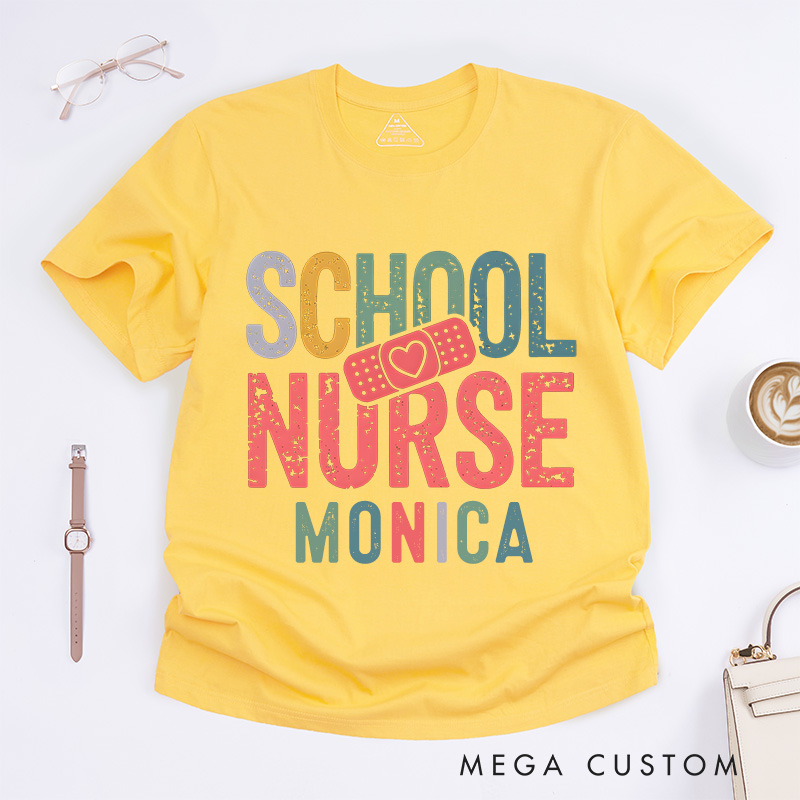 Personalized Nurse T-Shirts School Nurse Healing Hands Fashion Design T-Shirts