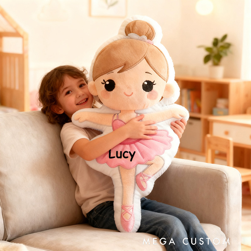 Personalized Ballet Dancers Pillow with Your Own Name Hair Color Skin Tone Soft Stuffed Toy for Kids Unique Decorative Cushion for Girls' Room and Dance Studio