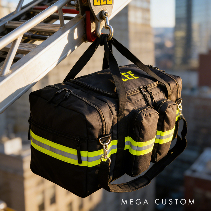 Personalized Custom Firefighter Duty Travel Bag – Personalized Tactical Gear Bag with Reflective Stripes