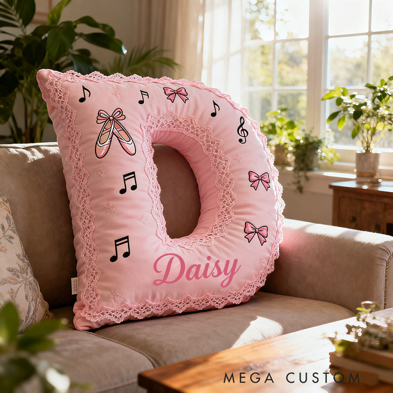 Personalized Graphic 3D Print Ballet Dance Pillow With Your Own Name Soft Stuffed Toy for Kids Unique Decorative Cushion for Girls' Room