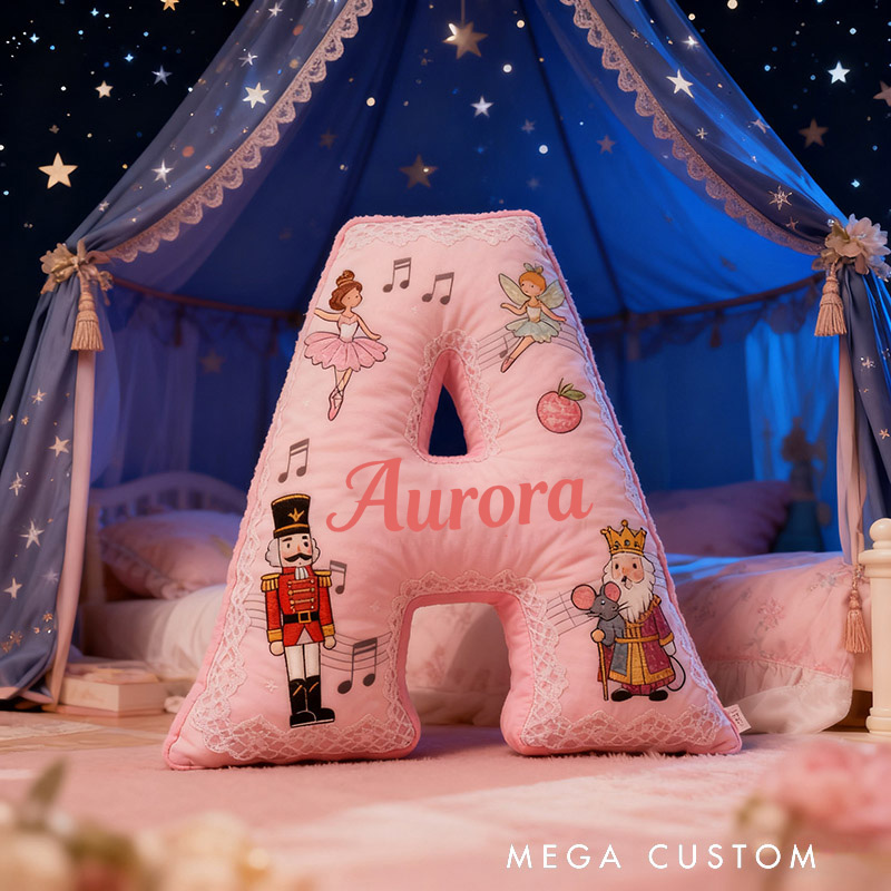 Personalized Graphic 3D Print Nutcracker Ballet Dance Pillow With Your Own Name Soft Stuffed Toy for Kids Unique Decorative Cushion for Girls' Room