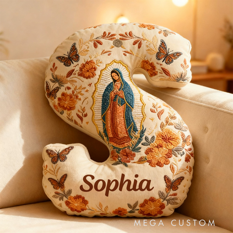Personalized Our Lady of Guadalupe Letter Pillow with Custom Name Home Decor Religious Gift Catholic Gift for Women Graphic 3D Print