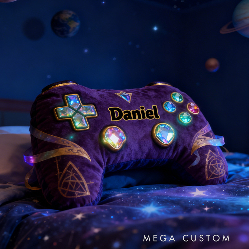 Personalized Graphic 3D Print Magic Gem Game Controller Shaped Pillow for Game Lovers Plush Pillow Christmas Birthday Party Gift for Kids