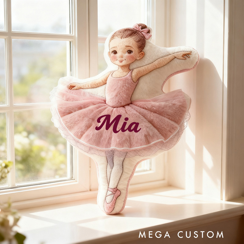 Personalized Ballet Girls Pillow with Your Name Soft Stuffed Toy for Kids Unique Decorative Cushion for Girls' Room