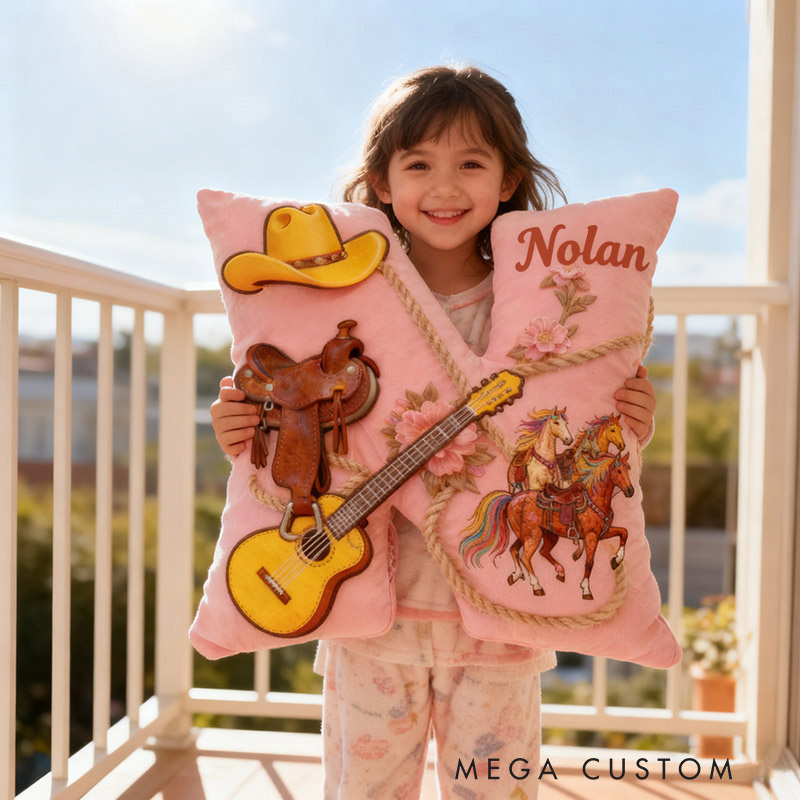 Personalized Graphic 3D Print Western Cowboy Country Music Throw Pillows Customizable with Your Name Perfect Gift for Her Music Lovers and Horseback Riding Enthusiasts