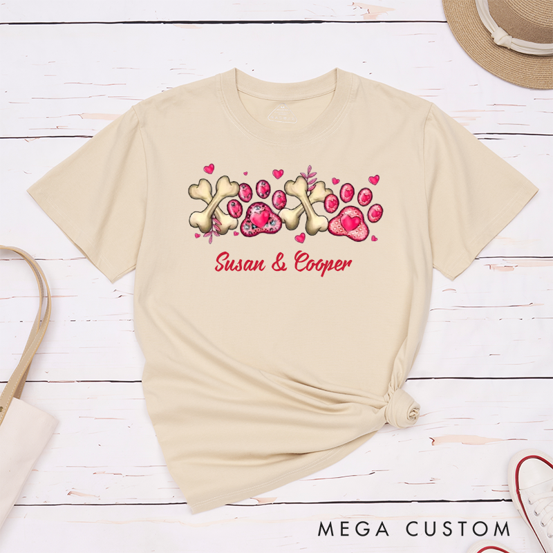 Personalized Pet Lover Valentine Pet Paw T-Shirt