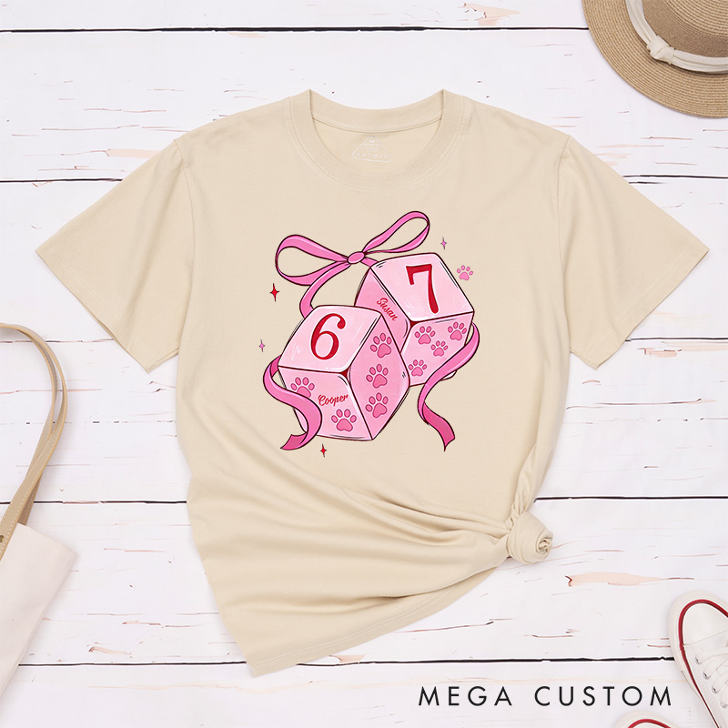 Personalized Pet Lover Funny Paw Six Seven Valentine T-Shirt