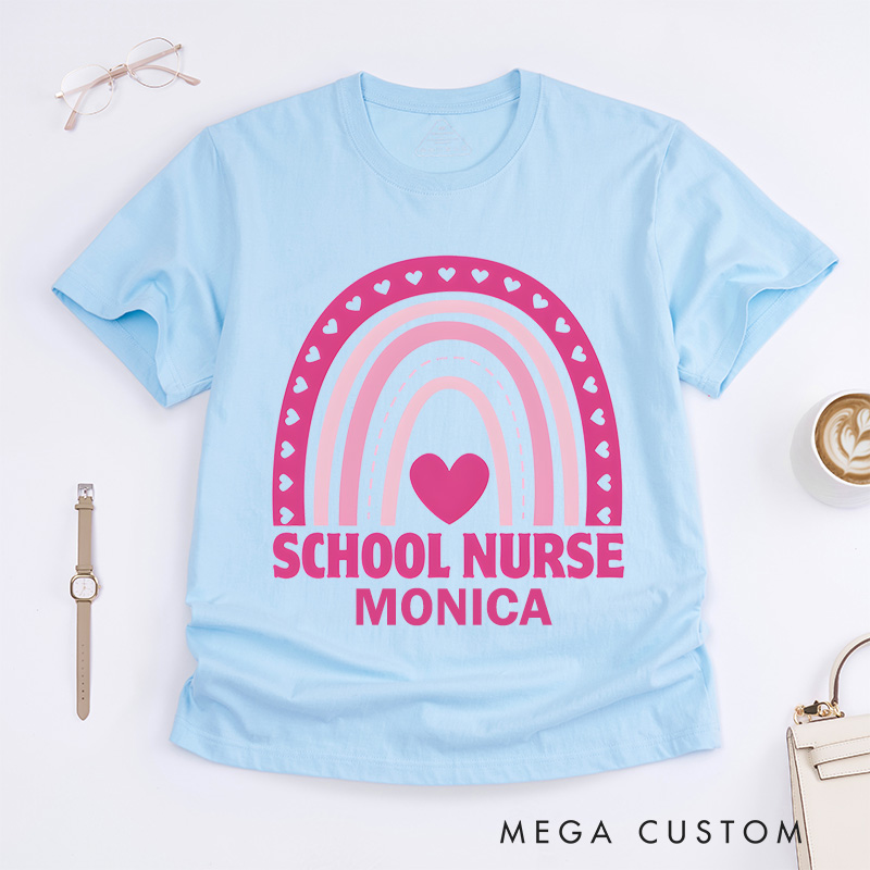 Personalized Nurse T-Shirts School Nurse Heartfelt Care Fashion Design T-Shirts