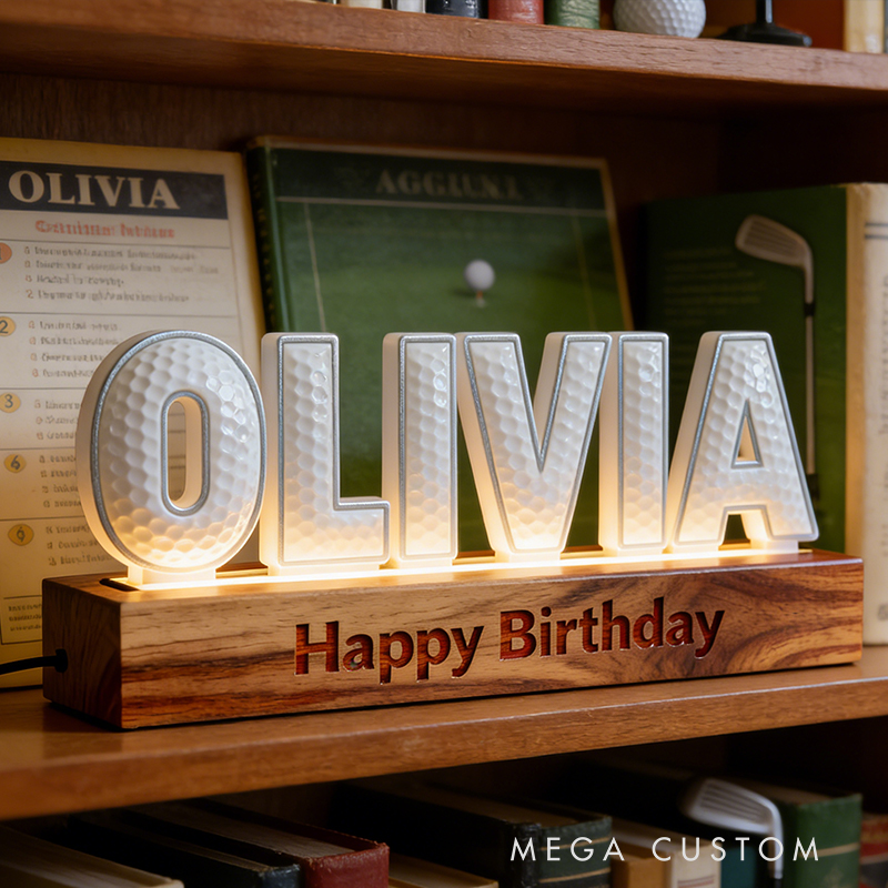 Personalized Elegant Golf LED Night Light Custom Name and Message Perfect Holiday Gift for Golf Enthusiasts