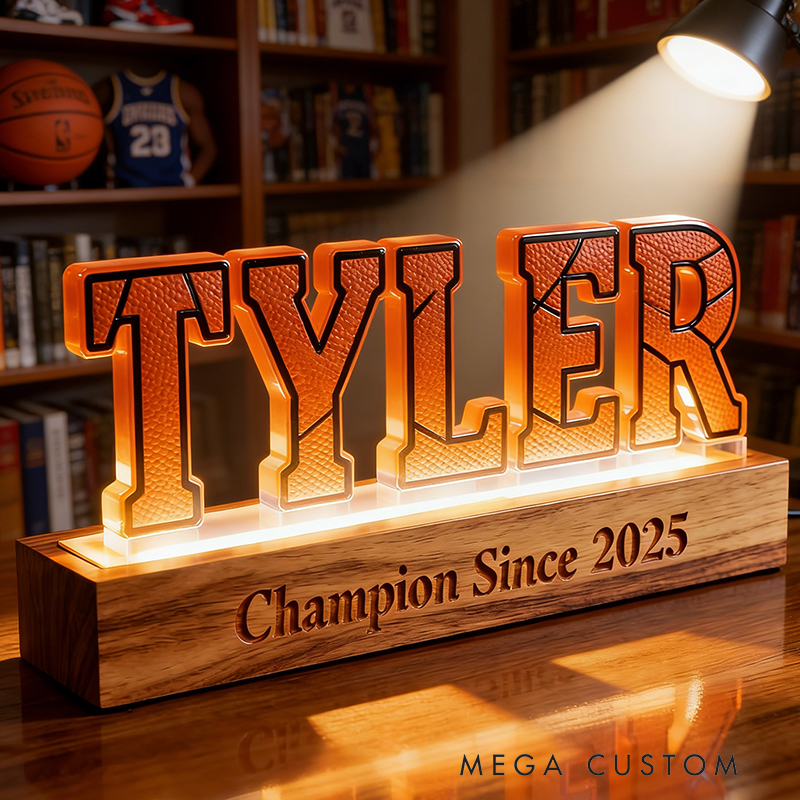 Personalized Basketball LED Night Lamp Custom Name Text Perfect Birthday Gift for Basketball Lovers
