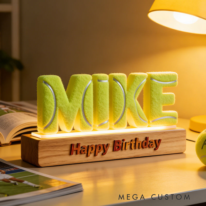 Personalized Classic Tennis LED Night Light Custom Name Quote Perfect Holiday Gift for Tennis Fans