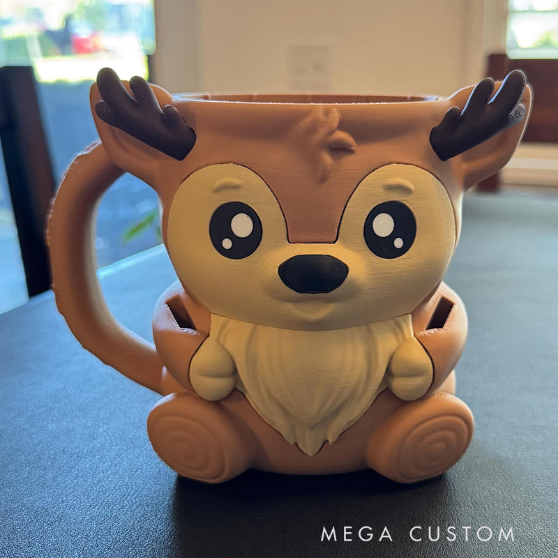 Reindeer Ice Cream Pint Holder 3D Printed with Spoon Slots & Snack Drawer