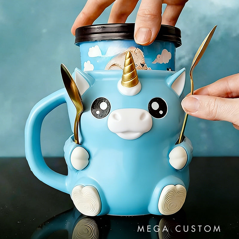 Dream Horse Ice Cream Pint Holder 3D Printed with Spoon Slots & Snack Drawer