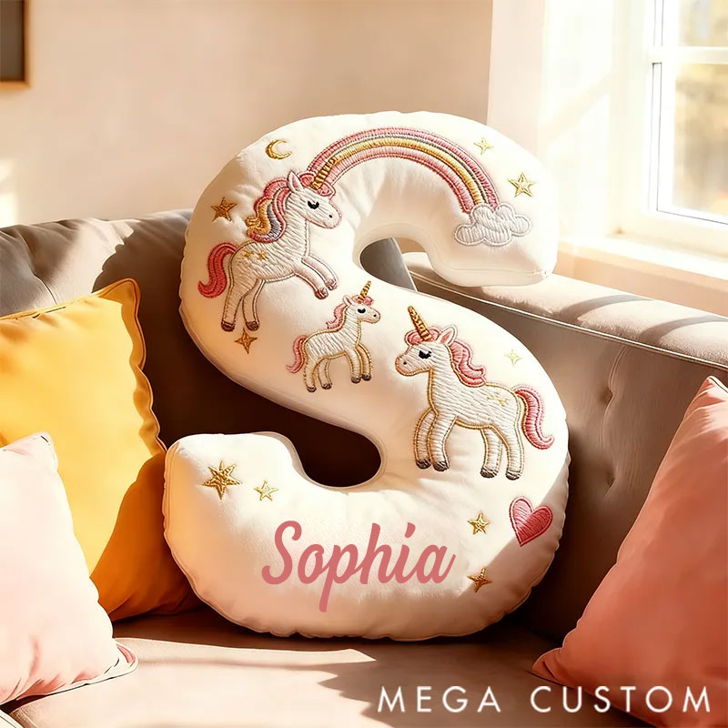 Personalized Graphic 3D Print Pillows Letter Shape Pillows with Hourse Gifts Christmas Gifts for Family Number