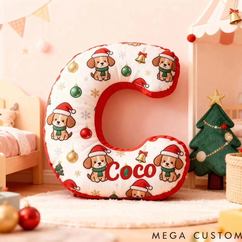 Personalized Dog Lover Funny Christmas Santa Hat Dog Graphic 3D Print Pillow