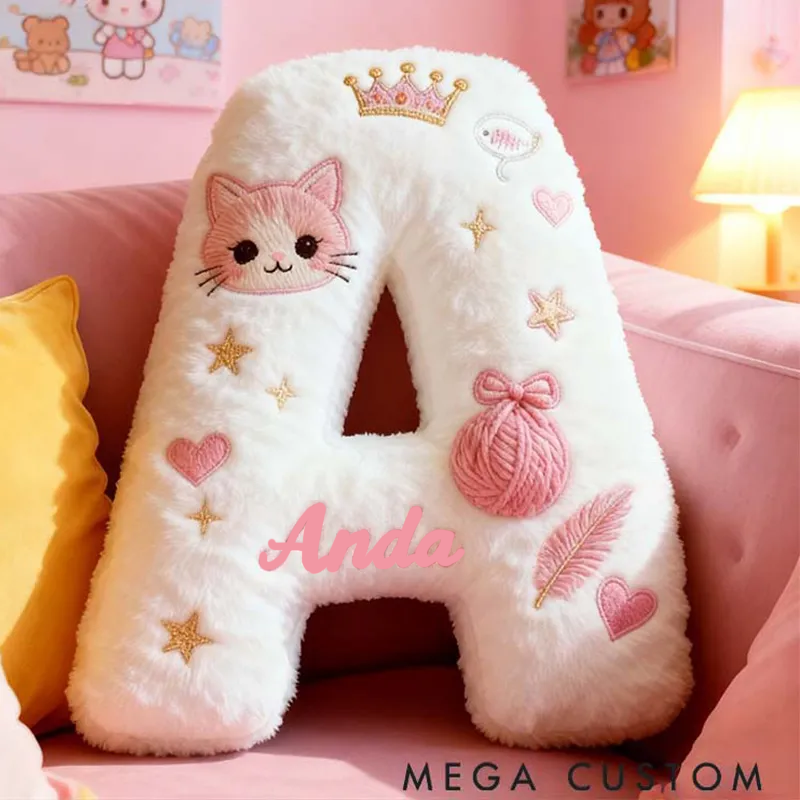Personalized Cat Lover Funny Pink Cats Letter Pillow Graphic 3D Print Pillow