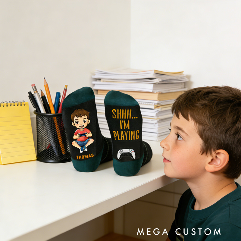 Personalized Game Controller Socks Gift for Kids Friends Gamers Perfect for Birthdays Holidays Christmas
