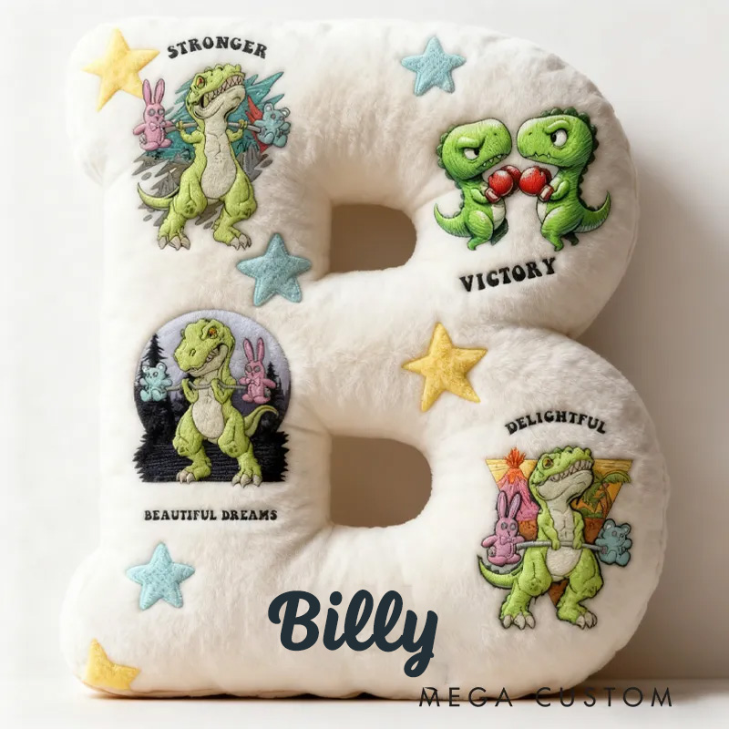 Personalized Dino Lifting Letter Pillow Graphic 3D Print Trainer Fitness Planner Decoration Letter Pillow Exercise Sport Gym Sublimation Design Lift Heavy Shit Gym Rat Weightlifting Pillow for Kids Gym Lovers