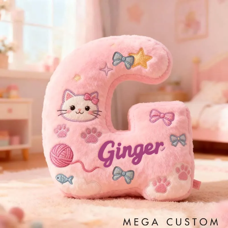 Personalized Cat Lover Fun Cat Letter Pillow Graphic 3D Print Pillow
