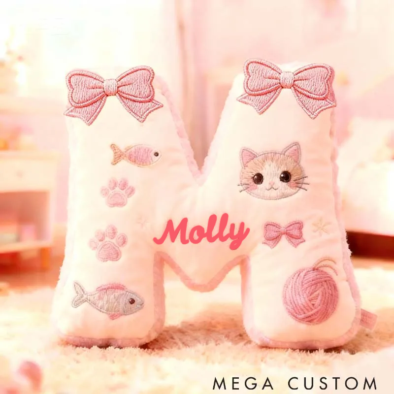 Personalized Cat Lover Cat Planet Letter Pillow Graphic 3D Print Pillow