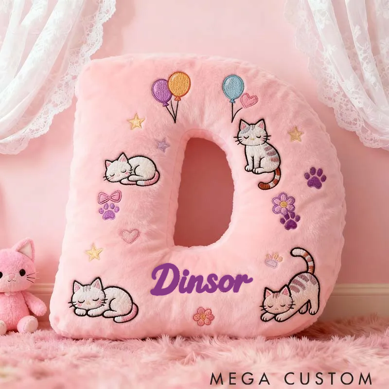 Personalized Cat Lover Magic Cat Letter Pillow Graphic 3D Print Pillow